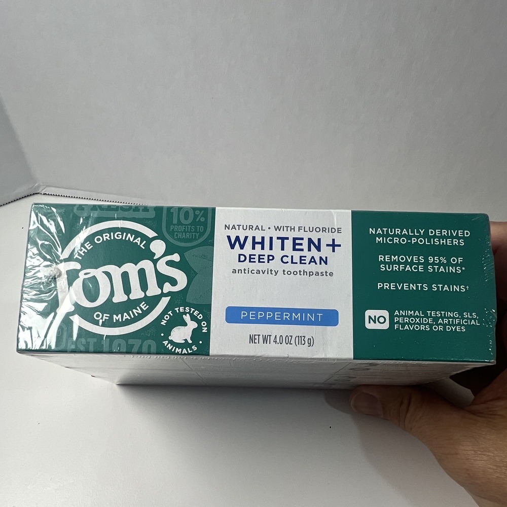 Tom's of Maine Whiten+ Deep Clean Fluoride Peppermint 4 oz 3-Pack Exp 05/28